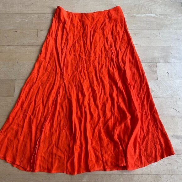 𝅺SOCIALITE BNWOT Orange Front Side Slit Midi Skirt Sz Small - Picture 2 of 7